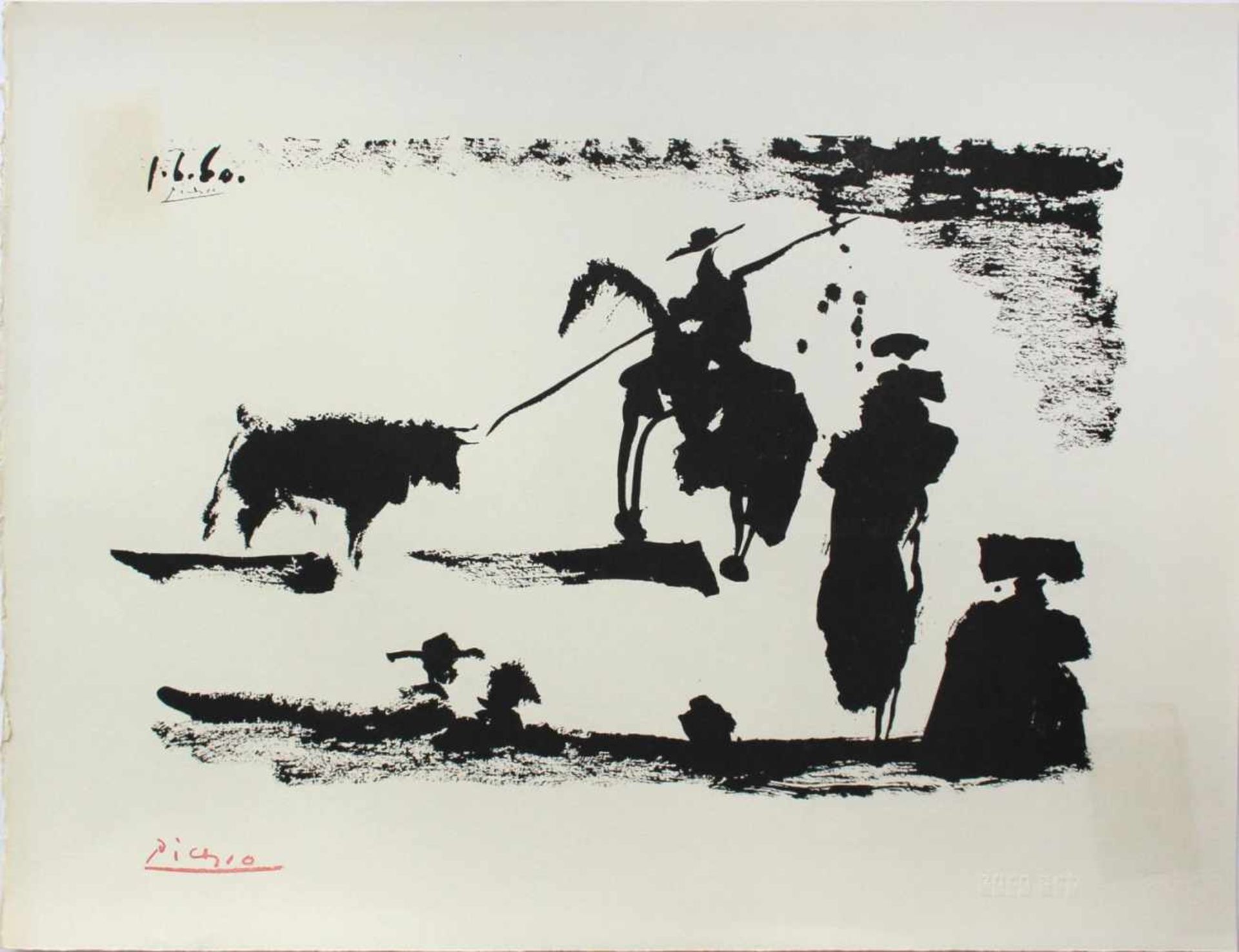 Pablo Picasso 1881 - 1973 "Corrida - Avant la pique" 1960 Pochoir Lithographie stempelsigniert,