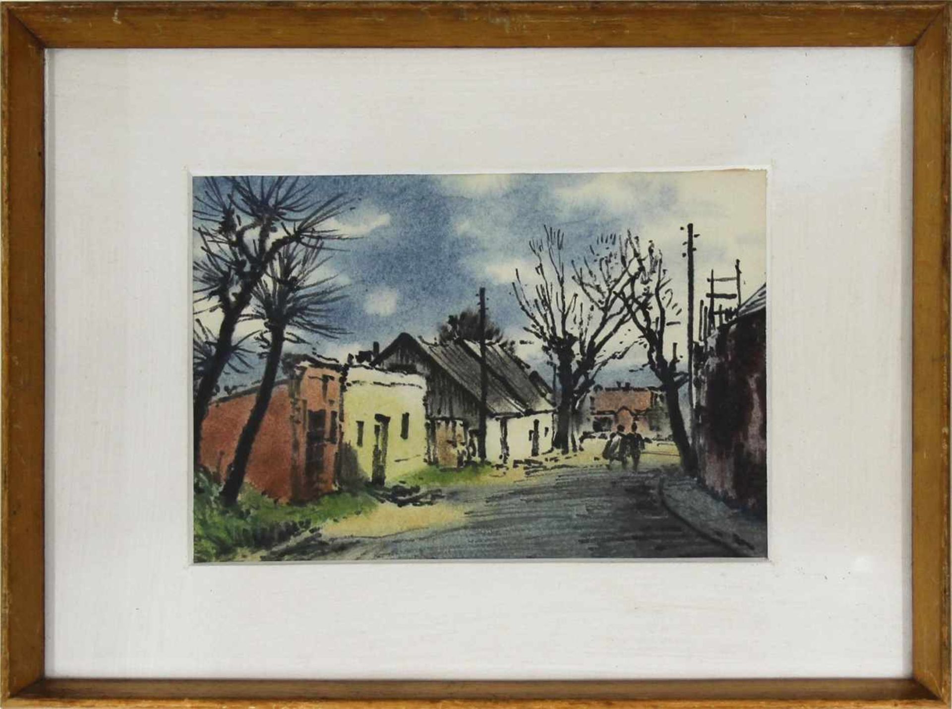 Viktor Pipal 1887-1971 Dorf in Niederösterreich 1955 Aquarell Rahmen ungeöffnet, Titel und - Bild 2 aus 3