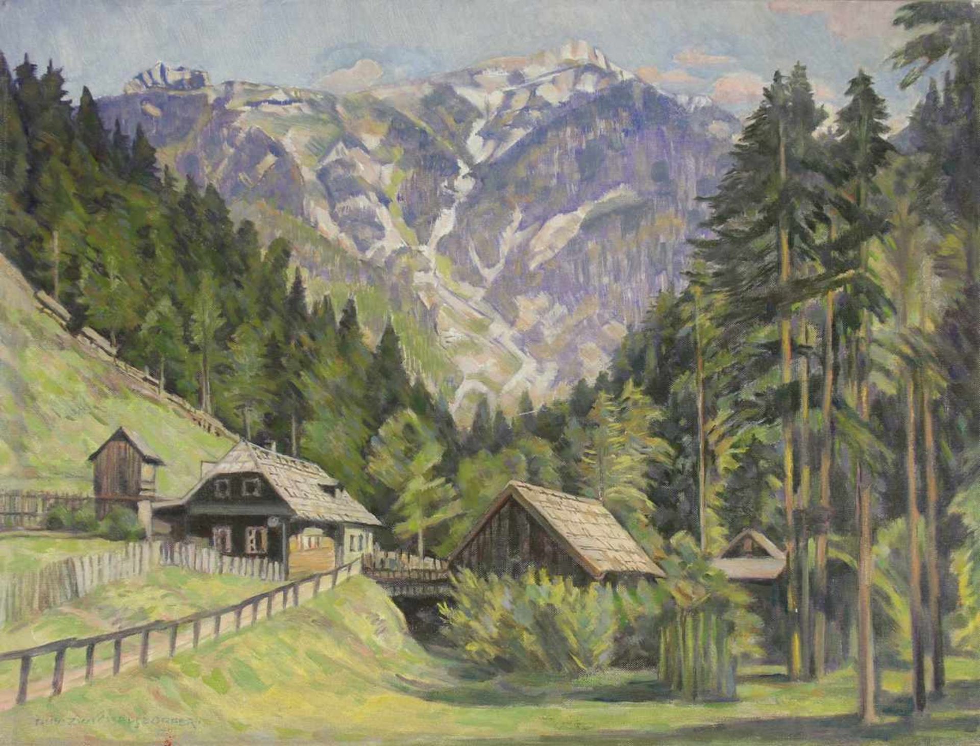Rudolf Zwickelsdorfer 1887 - 1975 Schneealpe bei Neuberg an der Mürz, Stmk Öl auf Leinwand auf