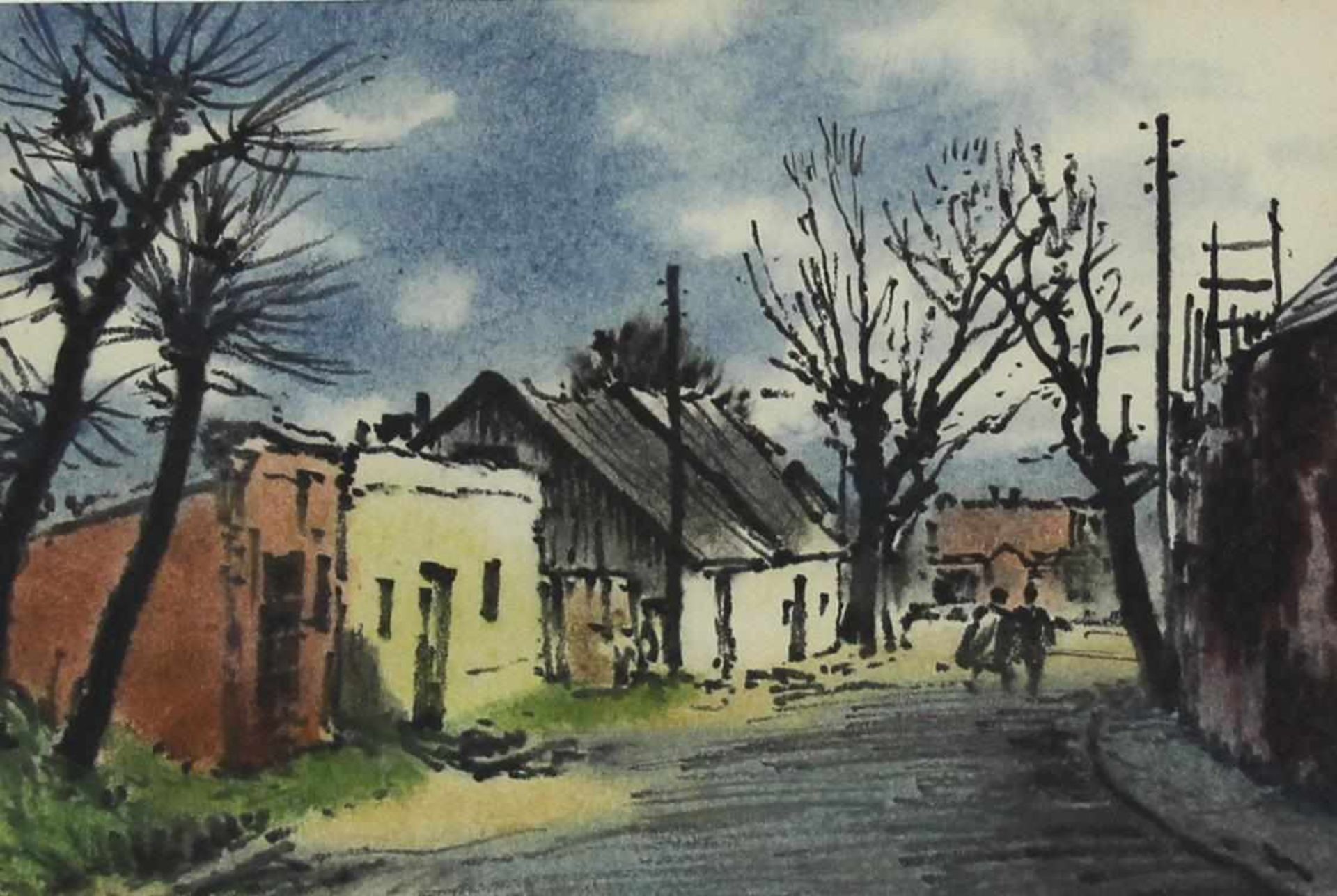 Viktor Pipal 1887-1971 Dorf in Niederösterreich 1955 Aquarell Rahmen ungeöffnet, Titel und