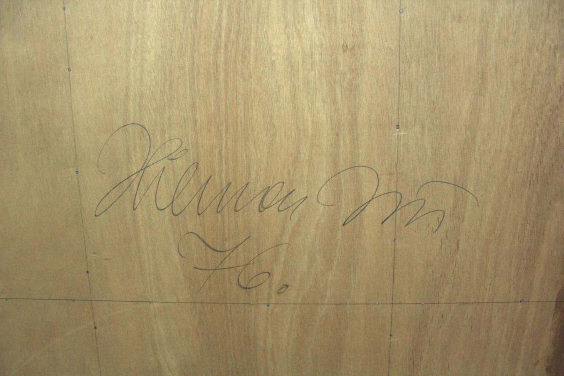 Hilmar Jiri geb. 1937 Ohne Titel 1976 Transparentpapier auf Leinen auf Holz handsigniert und datiert - Image 3 of 3