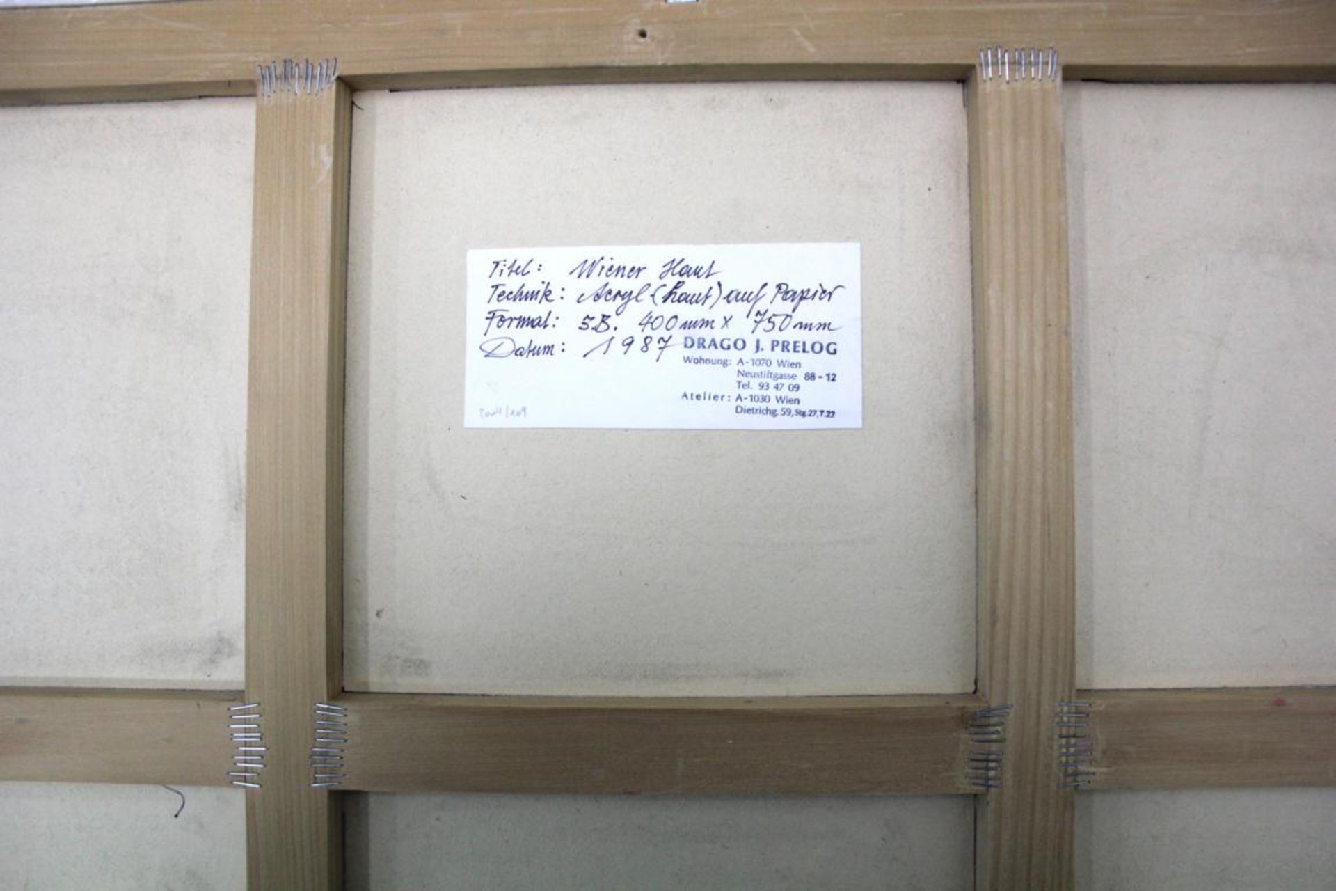Prelog Drago geb. 1939 Wiener Haut 1987 Acryl auf Papier handsigniert, betitelt und datiert vorne 40 - Image 3 of 3