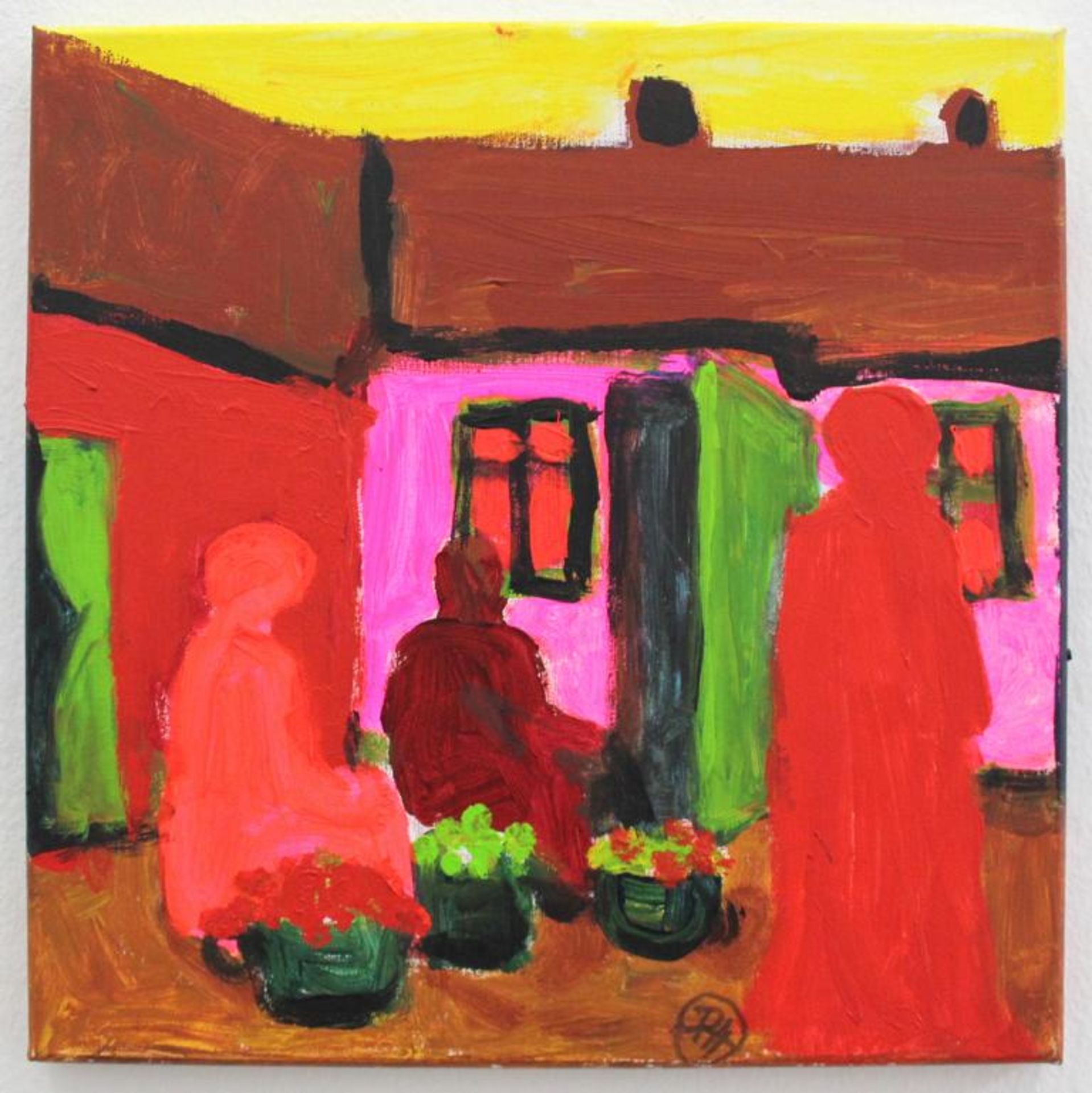 Hammerstiel Robert geb. 1933 Straßen Szene in Erewaner Peripherin Armenien 2005 Acryl auf Leinwand