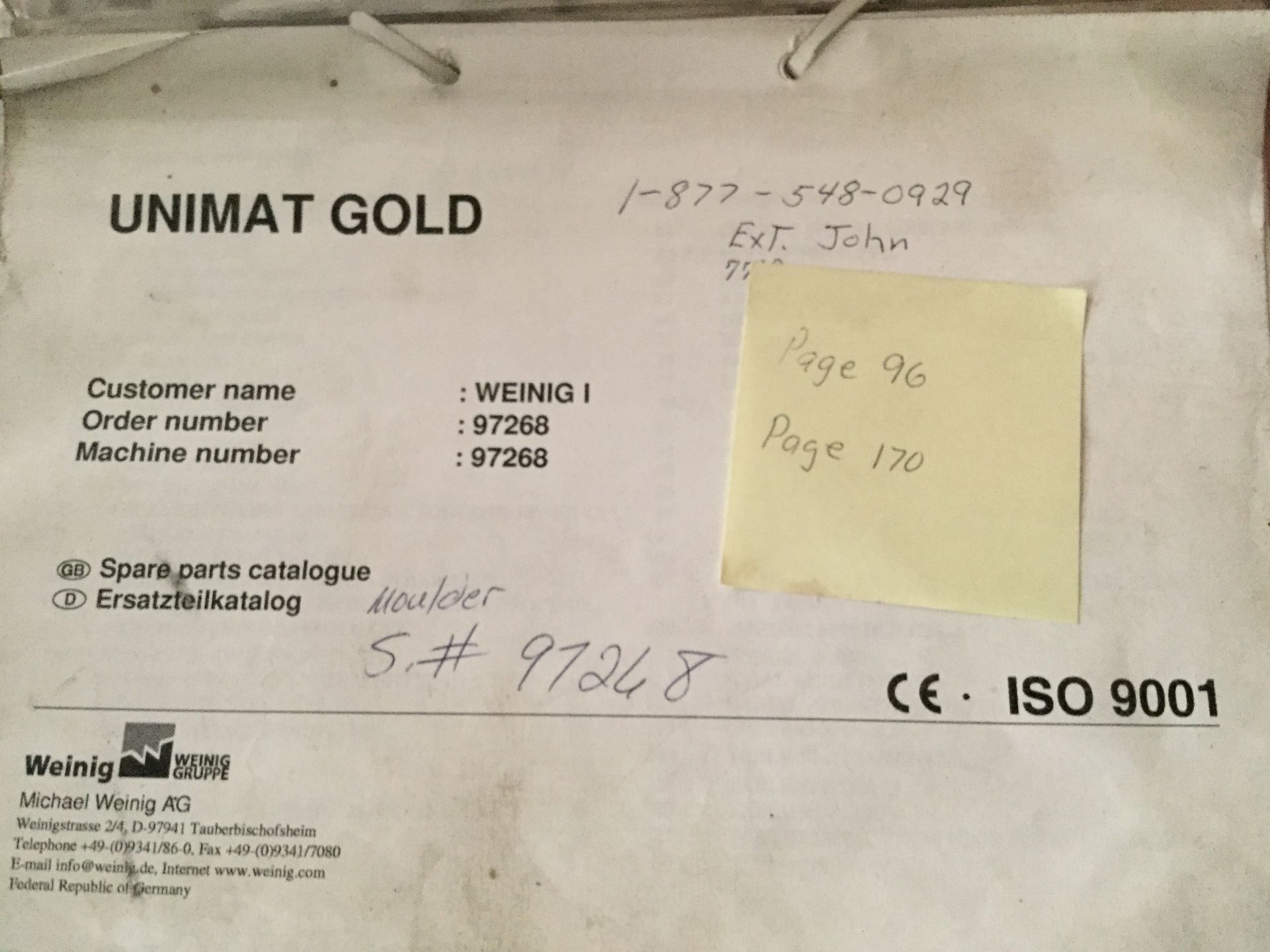 (940)LIQUDATION -WEINIG UNIMAT GOLD 6-HEAD MOLDER SER# 97268 WITH A PALLET OF TOOLING - Image 6 of 7