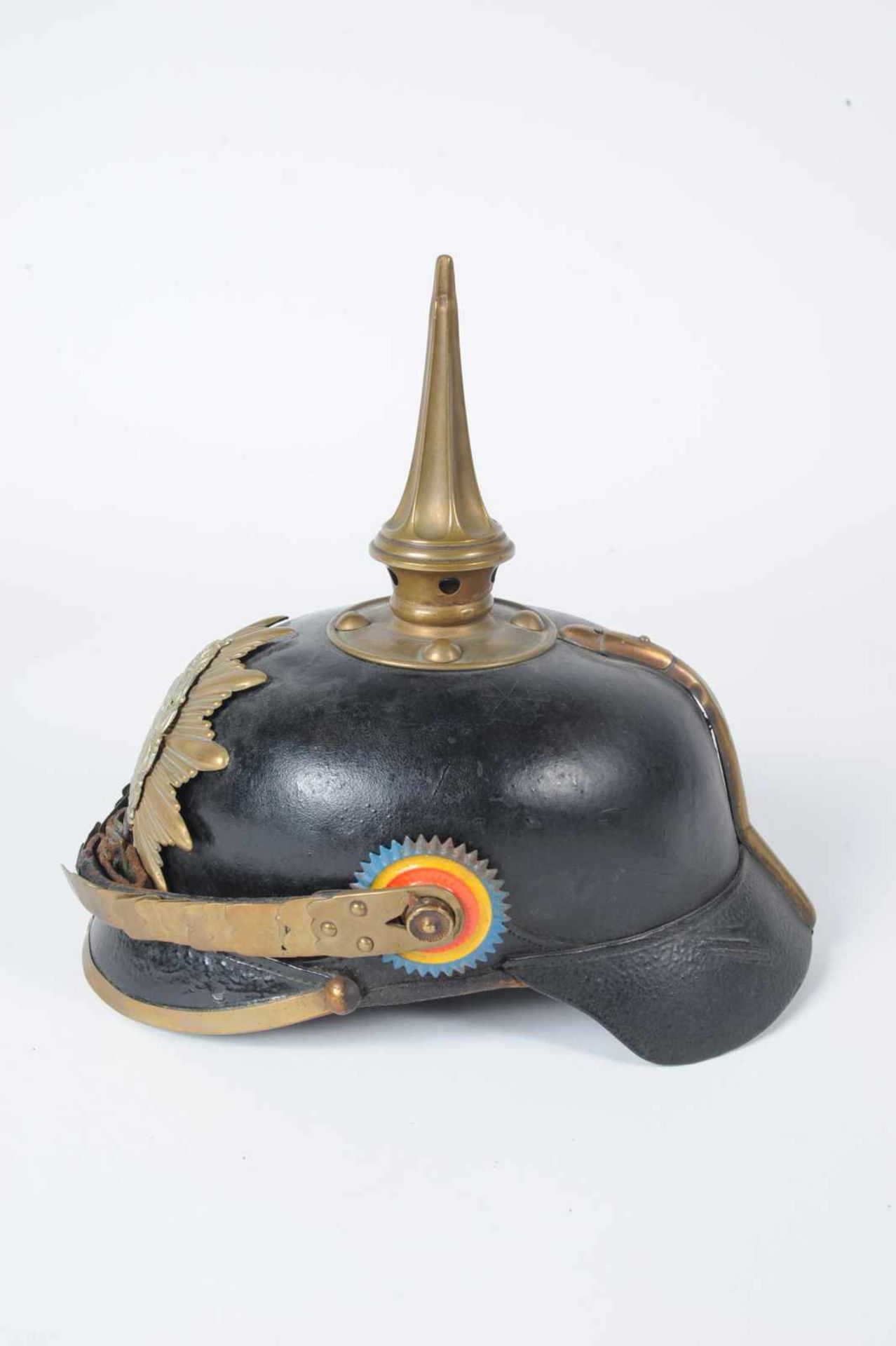 Mecklembourg. Casque troupe mod 95 du SCHWERIN, belle bombe, complet des ses cocardes et de sa - Bild 2 aus 4