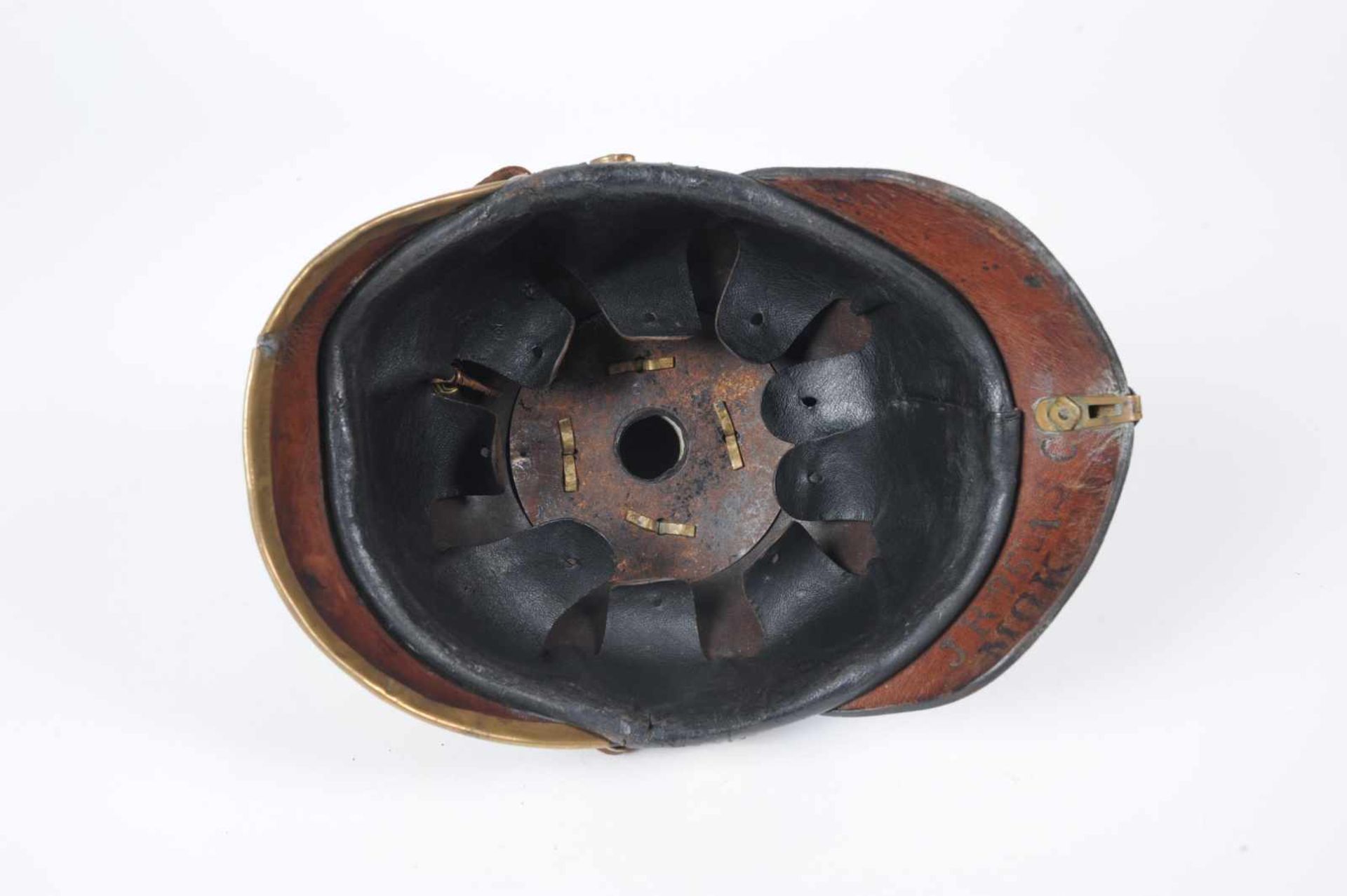 Schwarsbourg Rudolstadt. Casque troupe mod 95 du 96°, belle bombe, très bel intérieur, jugulaire - Bild 3 aus 4