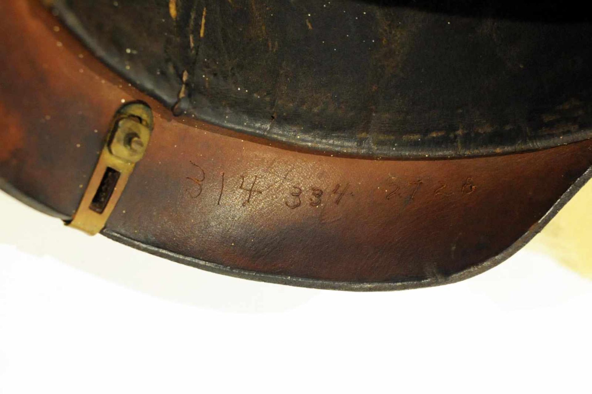 Prusse. Casque troupe mod 95 du 7° Grenadier, «  22 märz 1797  » belle bombe, intérieur fatigué, - Bild 5 aus 5