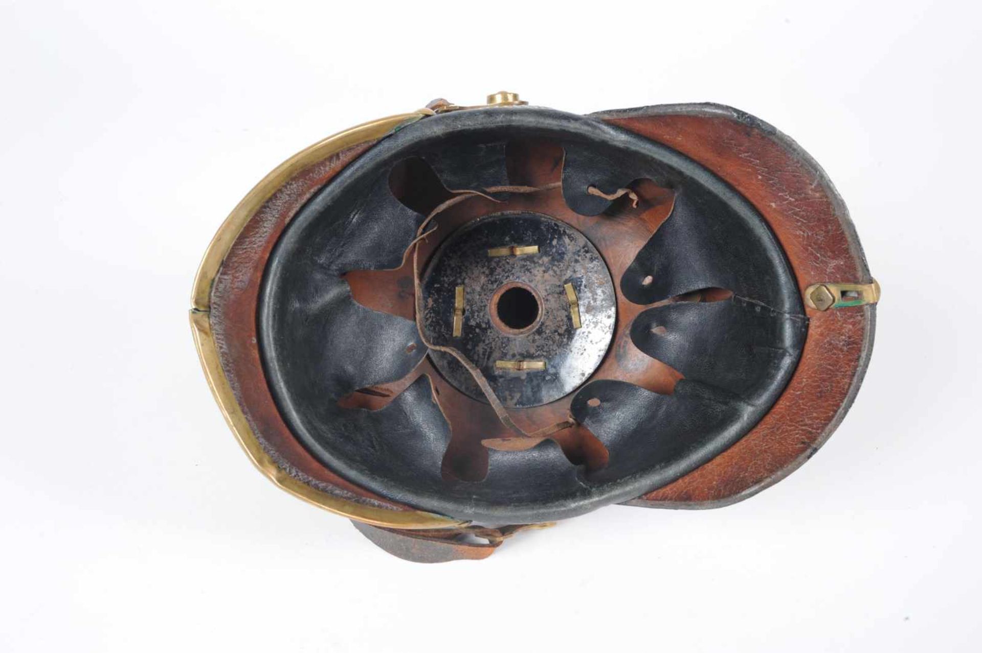 Bavière. Casque troupe mod 95, très belle bombe, très bel intérieur, complet des ses cocardes et - Bild 4 aus 6