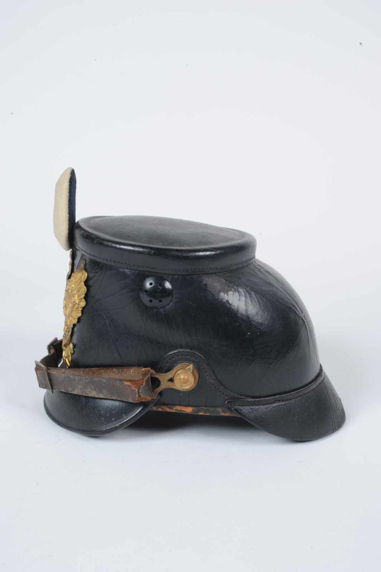 Prusse. Shako troupe du 10° Chasseur, beau fût, intérieur un peu accidenté, complet de sa cocarde, - Bild 2 aus 4