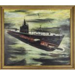 OIL PAINTING OF AN AMERICAN SUBMARINE