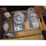 Box of blue and white ware