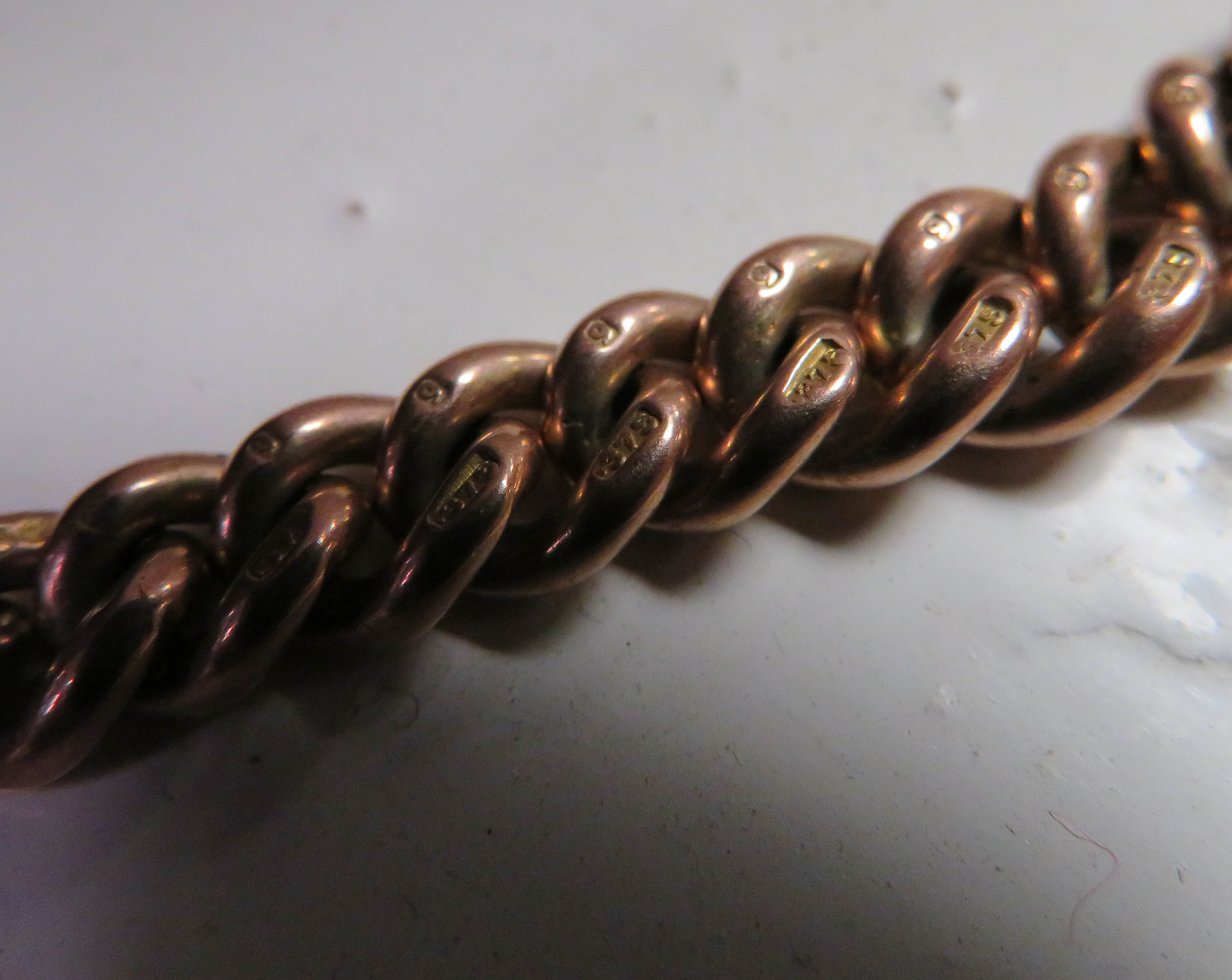 9ct rose gold double albert 62g each link marked - Image 2 of 2