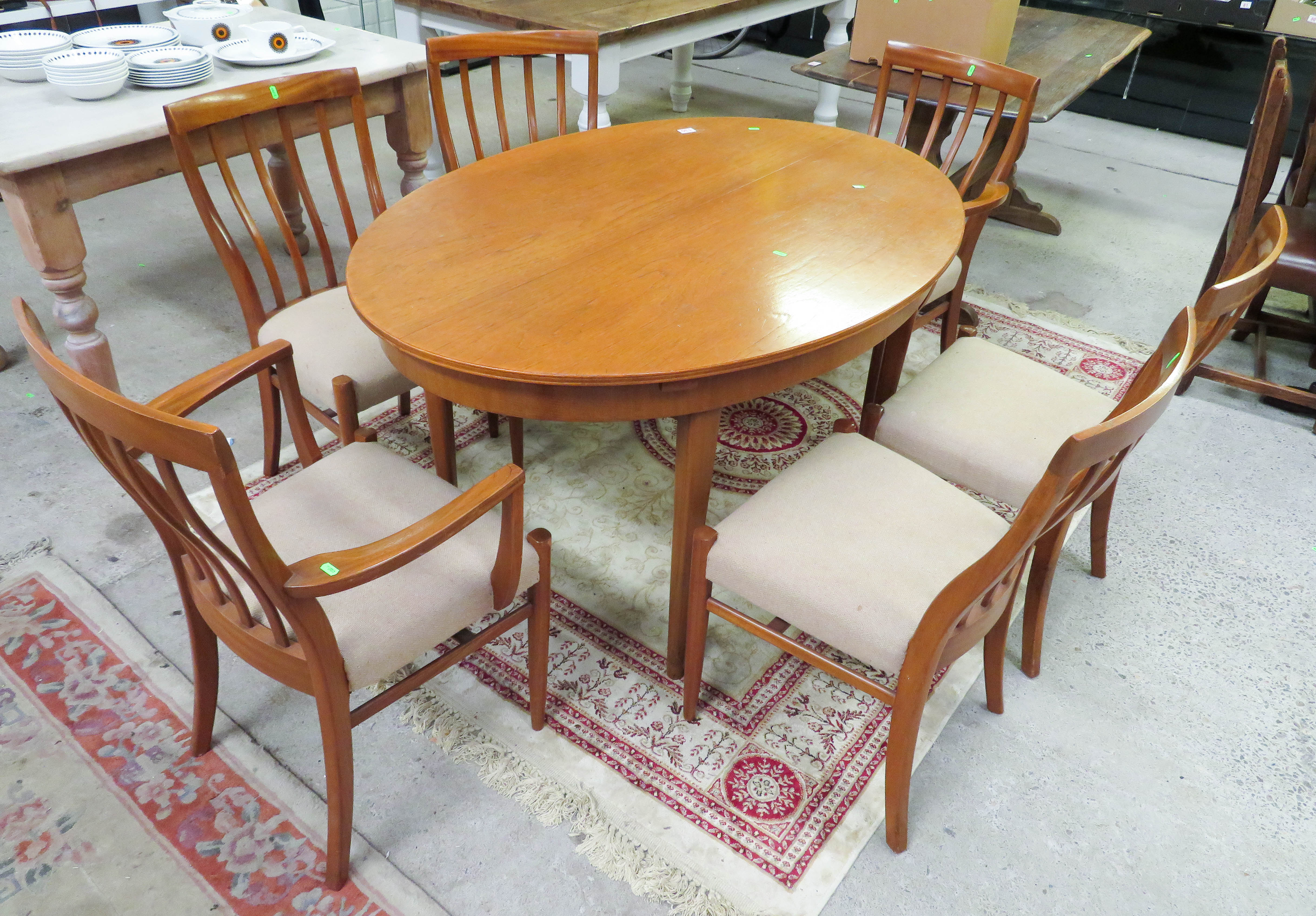 1970s Oval Table with 6 Chairs