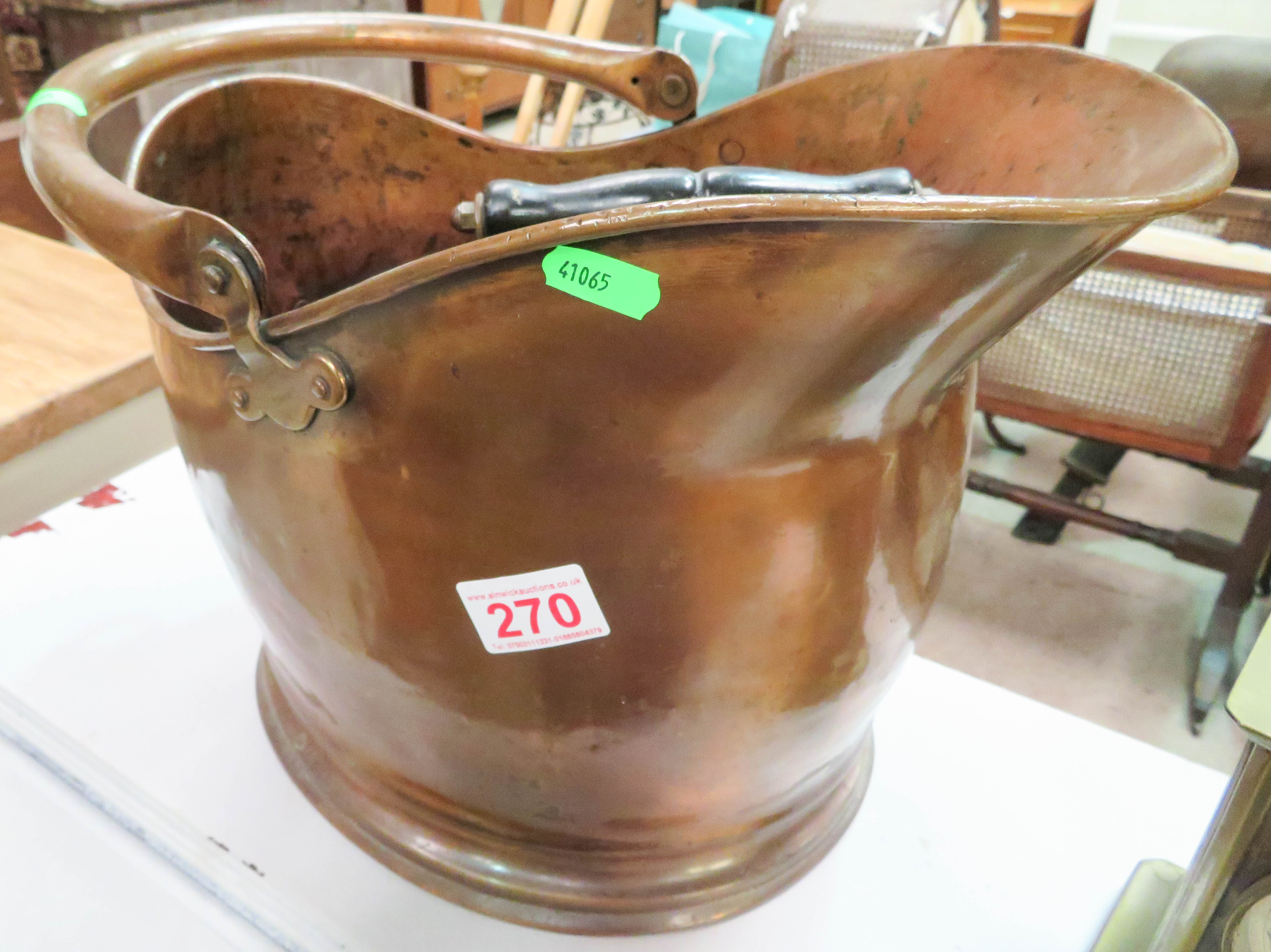 Brass Coal Scuttle and Brass Kettle