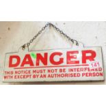 Enamel Danger Sign