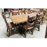 Chunky Wood Table and Six Chairs