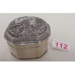 Silver Burmese box with inscription