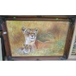 Large painting of lioness