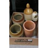 Box of stoneware pots
