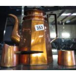 Copper kettle and 2 pots