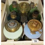 7 Oil lamp and bases including Hinks and Duplex