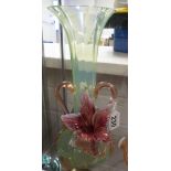 Vaseline cranbery flowers vase