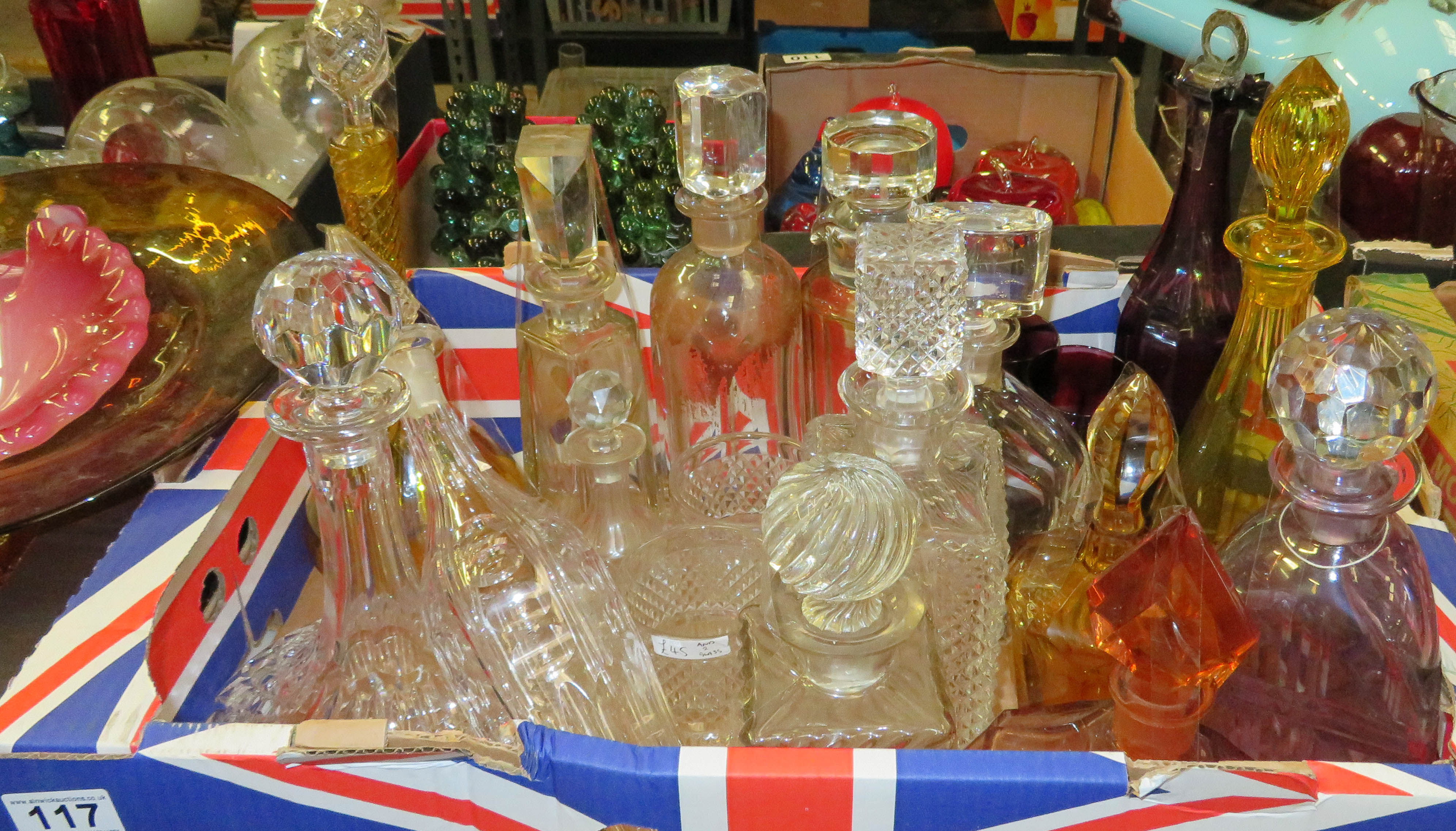 Collection of decanters 4 of which orrefors Sweden and others