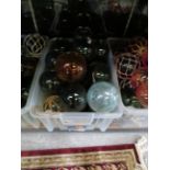 Large box of glass fishing floats