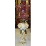 Wessegers dresdon oil lamp cranberry chiminey and shade