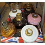 10 oil lamp bases and reservoirs
