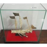 White Metal Chinese Junk in Case