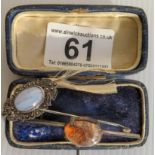2 Scottish silver and agate broaches