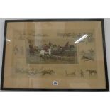 Hand tinted signed Snaffles Point to Point