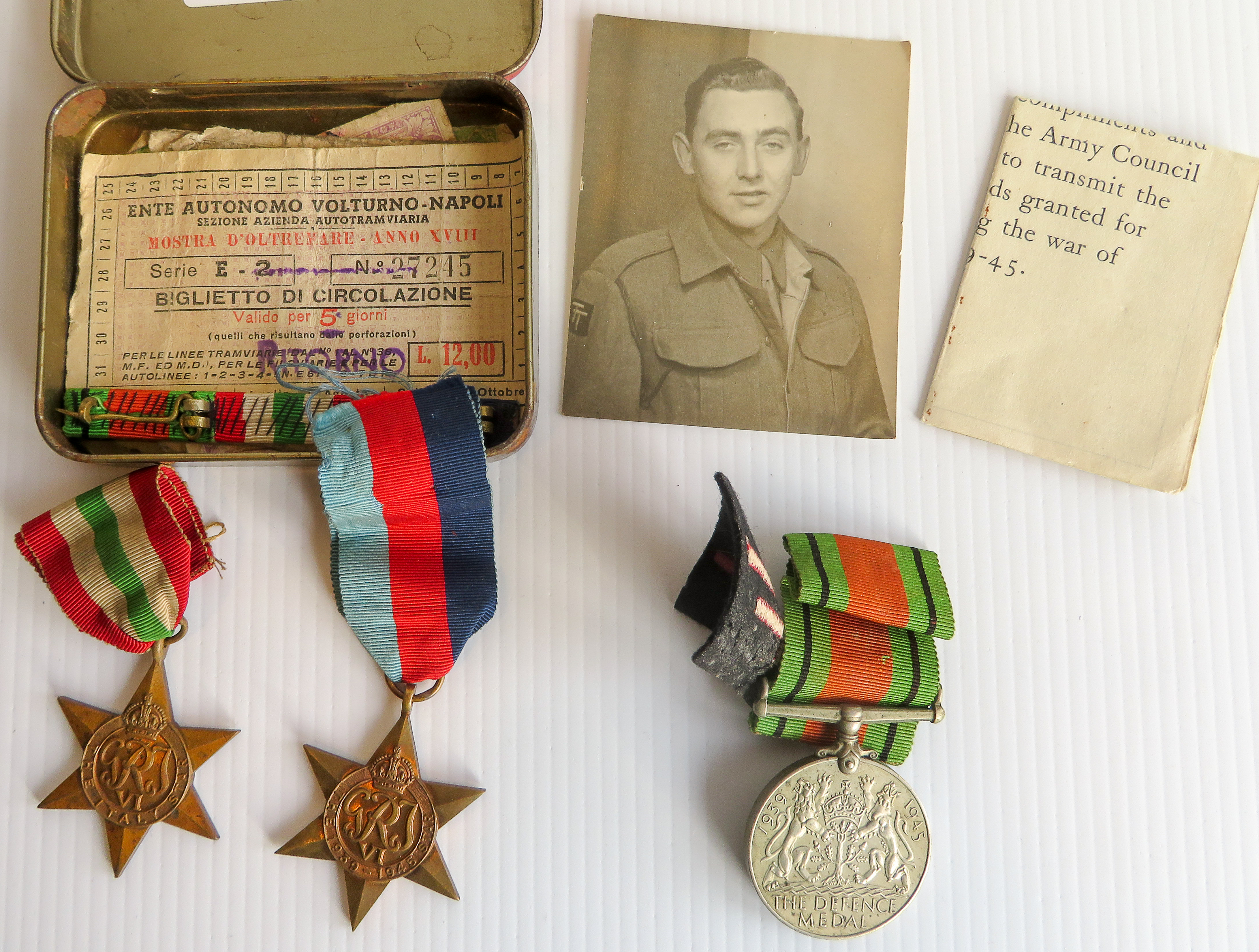 Box of 3 medals WWII and other ephemera - Image 3 of 3