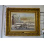 Brian Shields (Braaq) oil on canvas 18" by 24" in original gilt frame, signed Braaq and Ann (see
