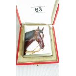 Enameled horse on tin cigarette box