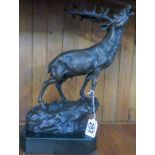 Large cast bronze stag