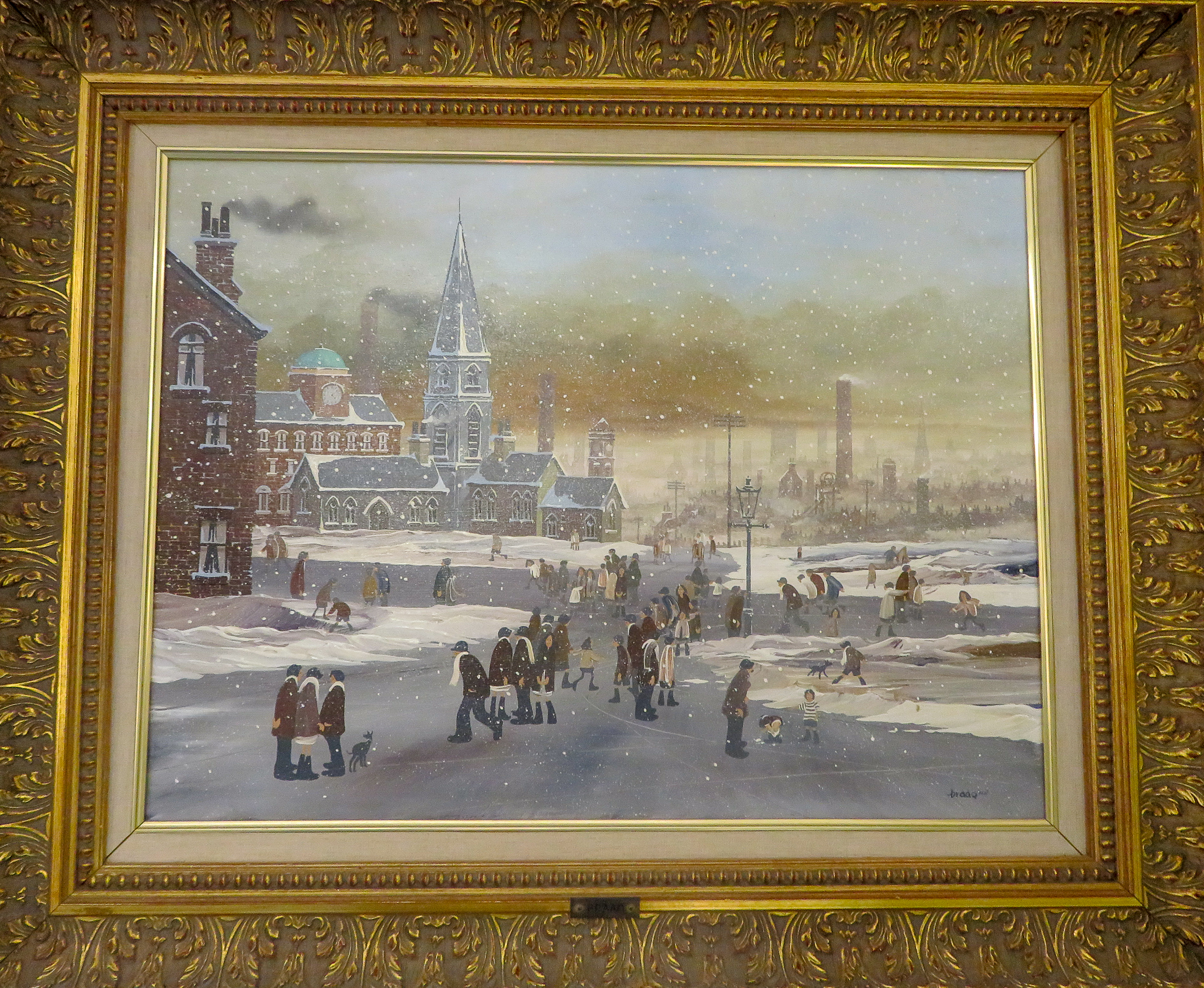 Brian Shields (Braaq) oil on canvas 18" by 24" in original gilt frame, signed Braaq and Ann (see - Image 2 of 9