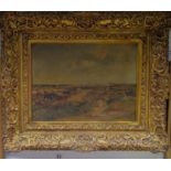 11" x 15" oil on canvas, heavy gilt frame, J L Henry, some damage