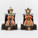 Importante pareja de Emperadores chinos entronizados. Trabajo Chino, Finales del Siglo XIX-XX
