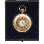 An 18ct gold Waltham half hunter pocket watch, the white enamel dial with Roman numerals, subsidiary