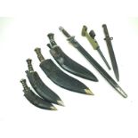 A 1907 pattern bayonet, Lithgow, a Turkish Mauser bayonet, a spike bayonet, four kukri, all with