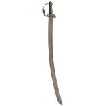 A composite hanger, 80.5cm curved blade, pierced steel half basket hilt, ribbed cast metal grip,