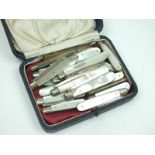 Twenty hallmarked silver and mother of pearl fruit knives, and twenty-eight various pocket knives.
