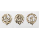 Eleven various white metal and silver Scottish Clan badges, MacEwan, hallmarked Edinburgh 1960,