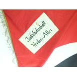 A Third Reich NSDAP party banner, this veteran bring-back in generally good condition excepting a