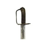 A late 18th Century American (?) horseman's sword, 74.5cm fullered blade, slotted brass hilt with