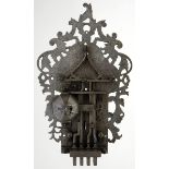 A 17th Century German door or castle lock, ornate wrought and pierced iron, the backing plate