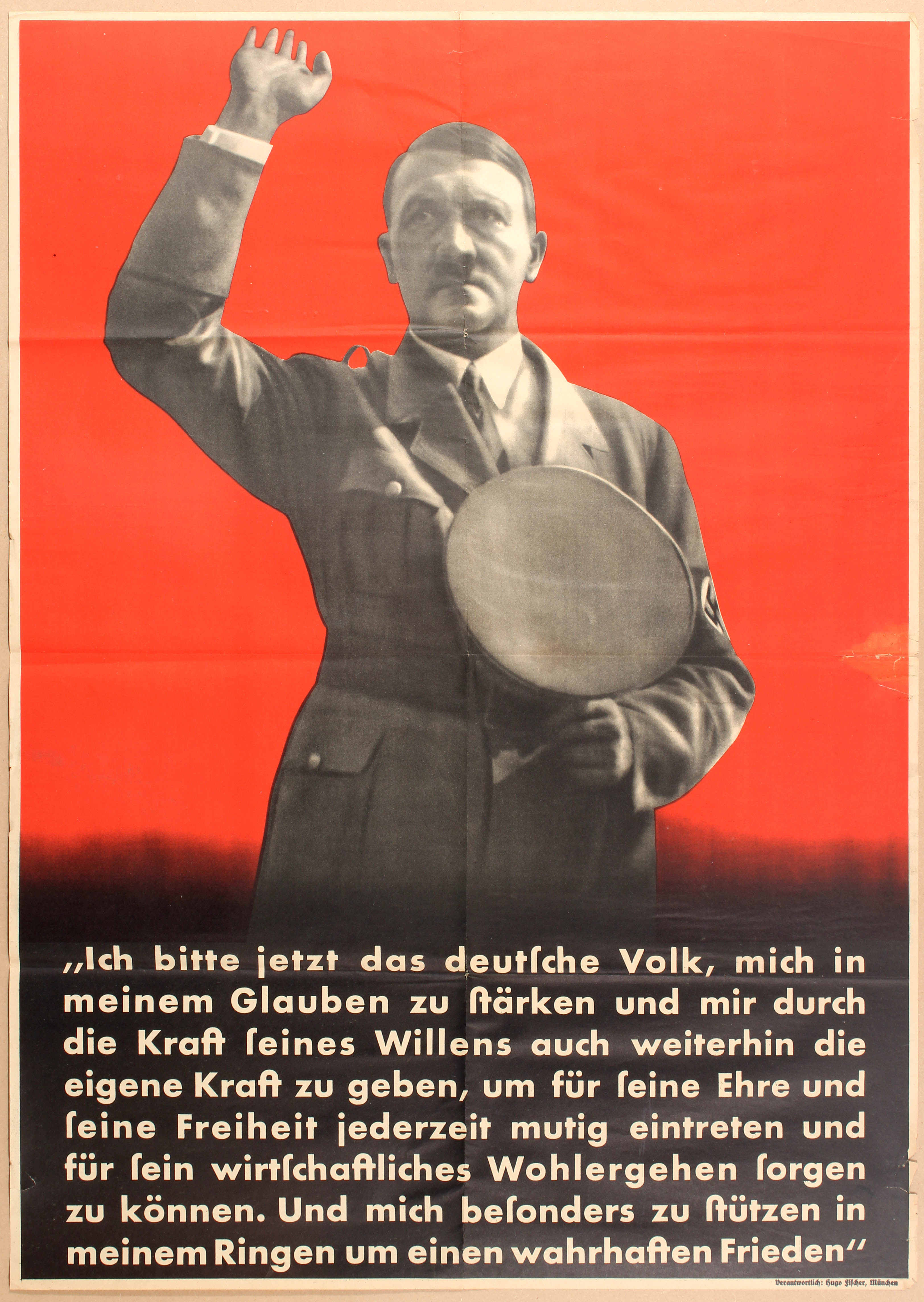 Pre WWII Nazi Propaganda poster Hitler I now call the German people