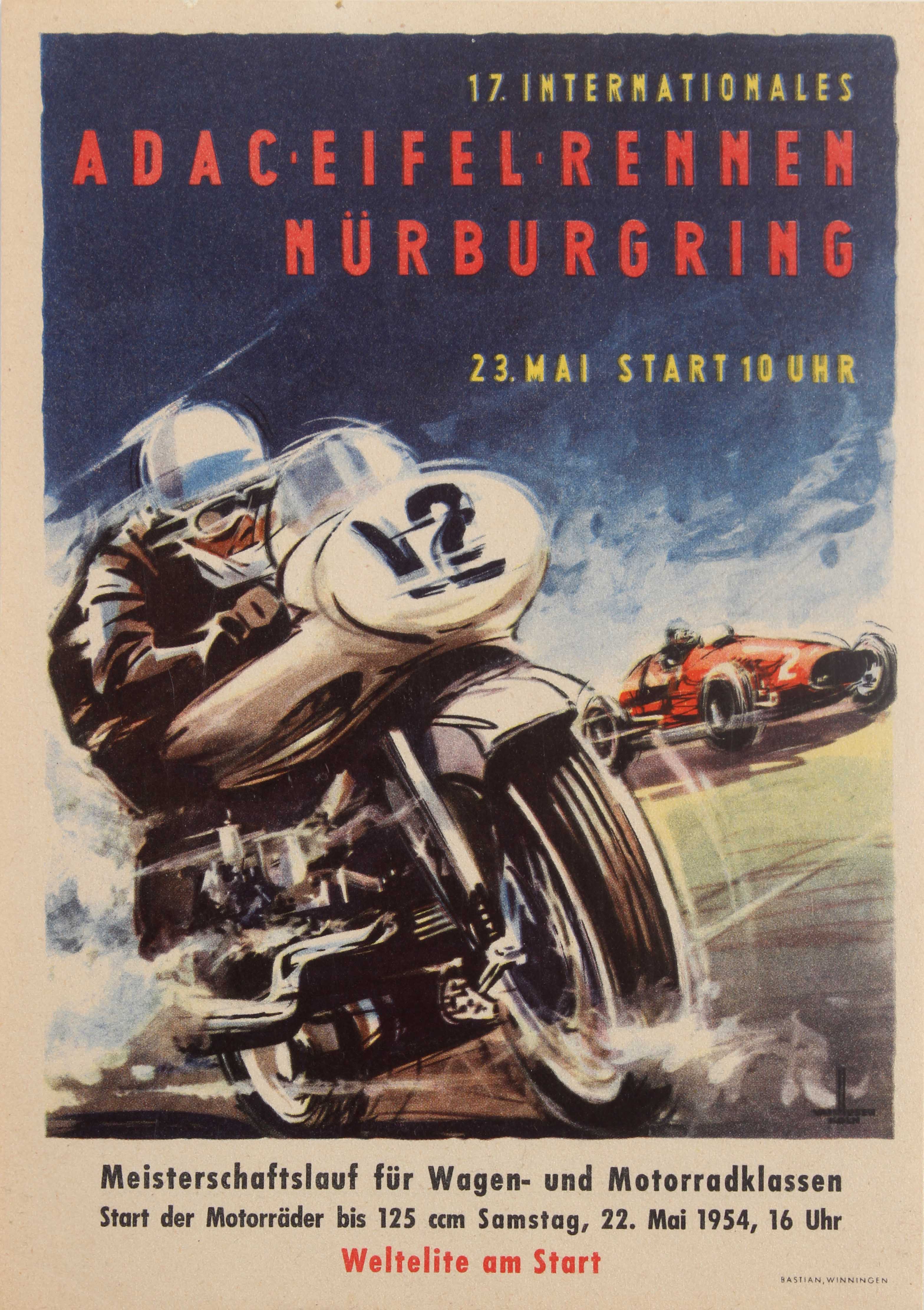 Sport Poster 17th International ADAC Eifelrennen Motor Race 1954